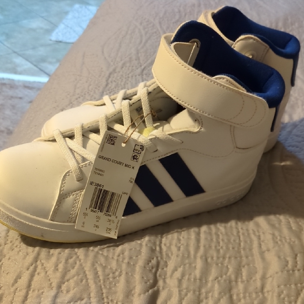 Adidas Kids' White and Navy Sneakers